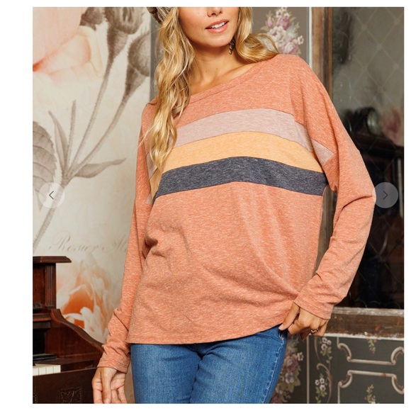 #43 Multi Color Block Crew-Neck Cozy Stylish Top - Picture 5 of 7